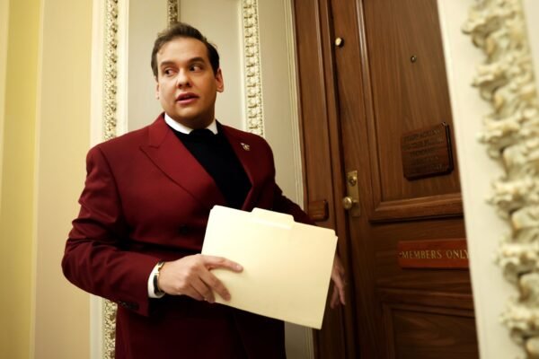 Photo: Representative George Santos enters the Chamber Republican Tranacle in the Capitol, on November 28, 2023.