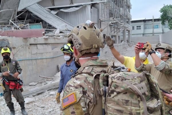 Photo: The military personnel of the United States Indo-Pacific Command continues to work together with the Thai Army and the first to respond near the building of the State Audit Office collapsed in Bangkok, Thailand, March 28, 2025.