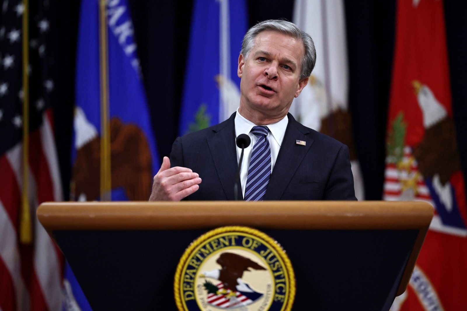 Trump suggests false statements from the participation of FBI agents on January 6 justifies the research of former director Wray