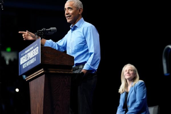 Barack Obama and Kamala Harris campaign for Democrats, while Donald Trump's political operation invests in participation